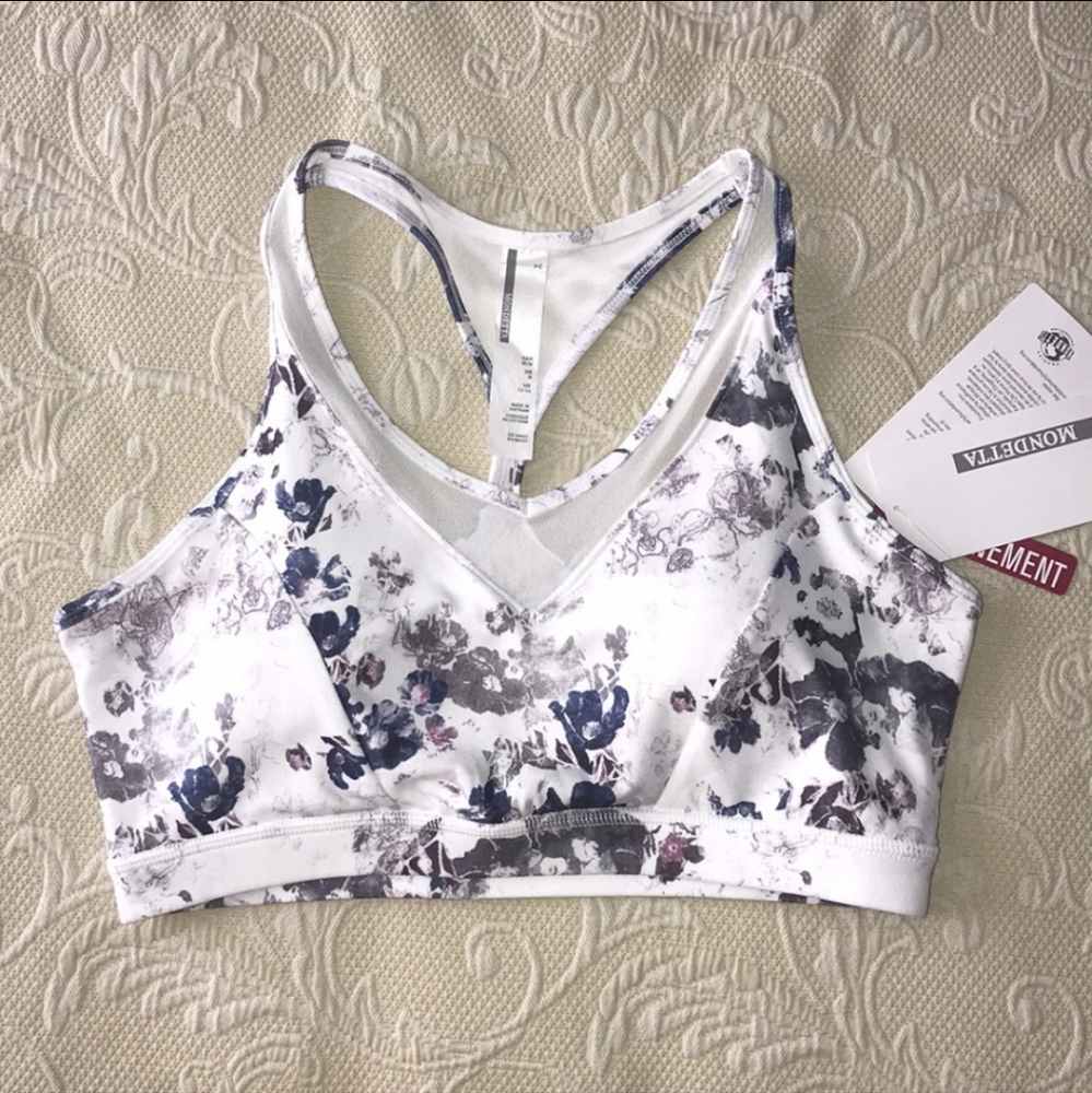 Mondetta NWOT V-neck Sheer Detail Sports Bra